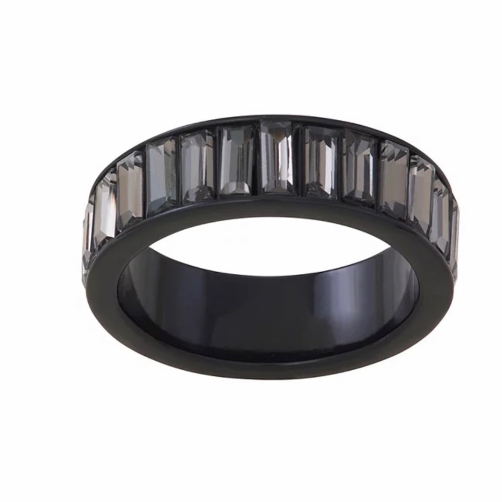 Black Baguette Ring Size 8